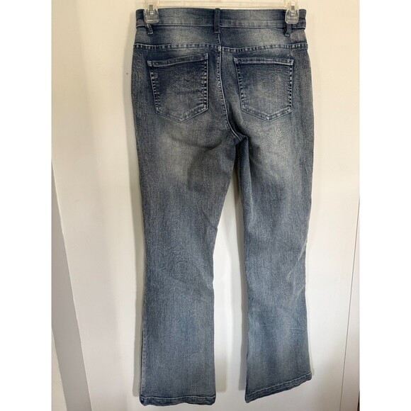 Venus Jeans Womens 8 Blue Light Wash Mid Rise Flare Denim - Picture 2 of 5